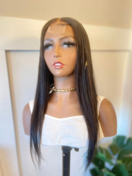 Custom Natural Black Straight Wig Pre-Pluck 100% Human Hair Kymi J's Collection