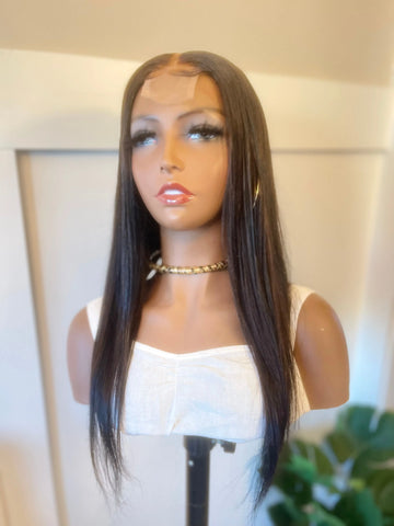 Custom Natural Black Straight Wig Pre-Pluck 100% Human Hair Kymi J's Collection