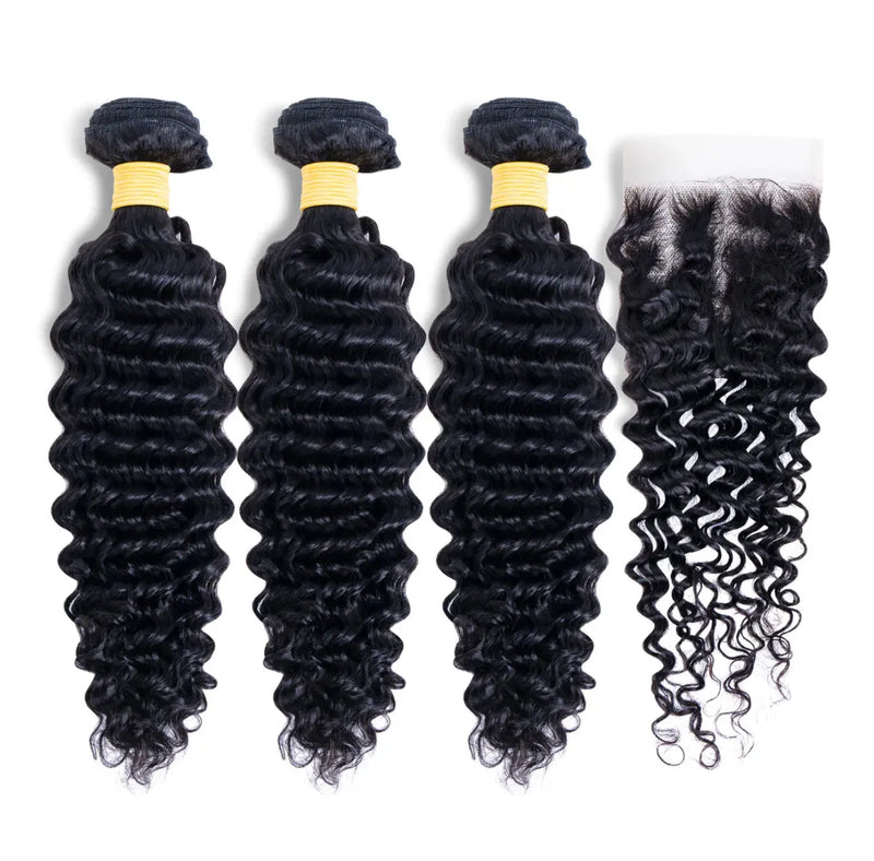Deep Wave 3 Bundles with Closure Radiant Beauty Lounge